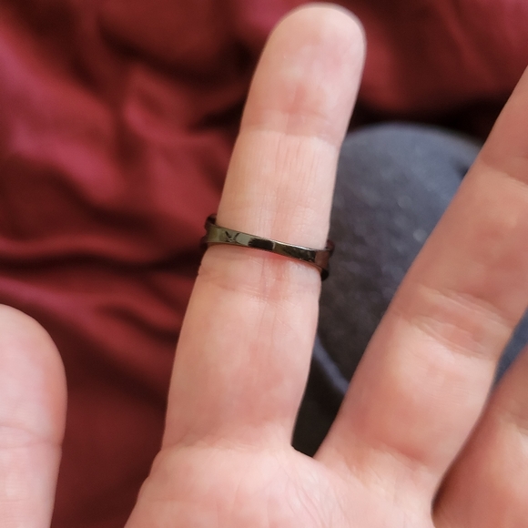 Dark Half Moon Star Diamond Metal Ring Size 7.5 - Picture 7 of 11